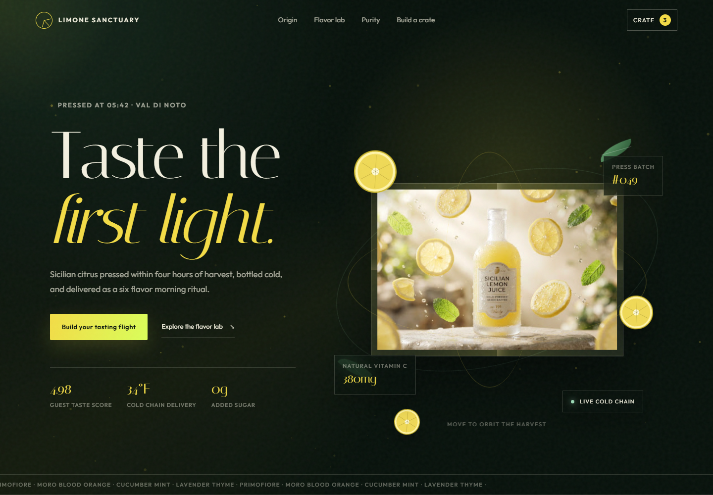 Limone Sanctuary lemon juice funnel homepage preview
