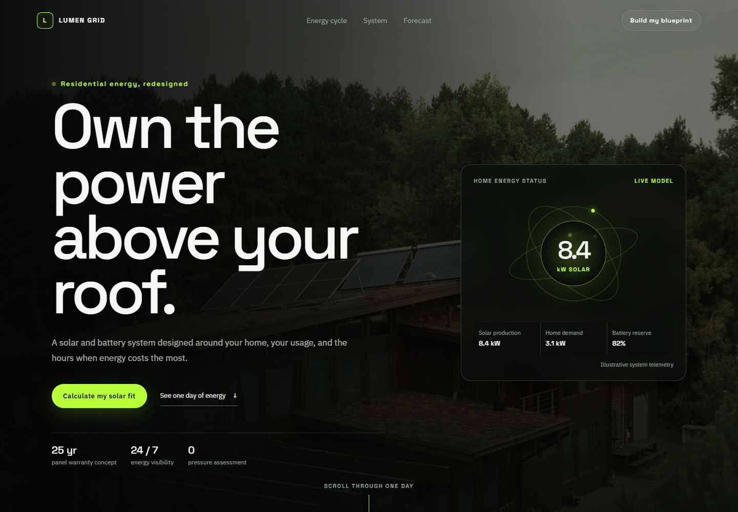 Lumen Grid residential solar funnel homepage preview