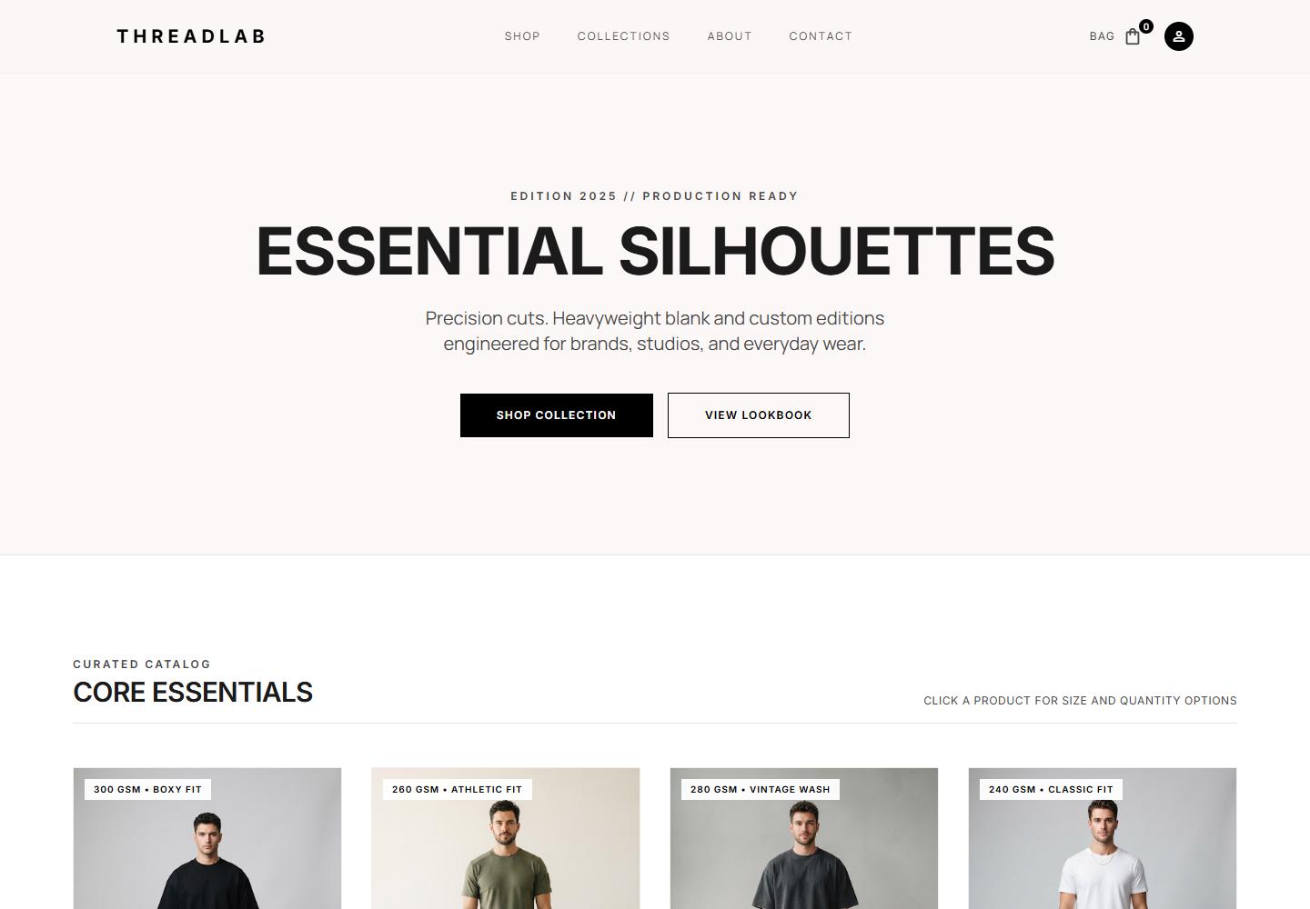 THREADLAB starter website homepage preview